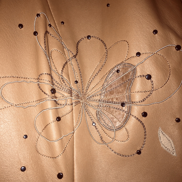 Dana Buchman New Leather Embroidered Jacket 6 NWOT - Picture 3 of 8